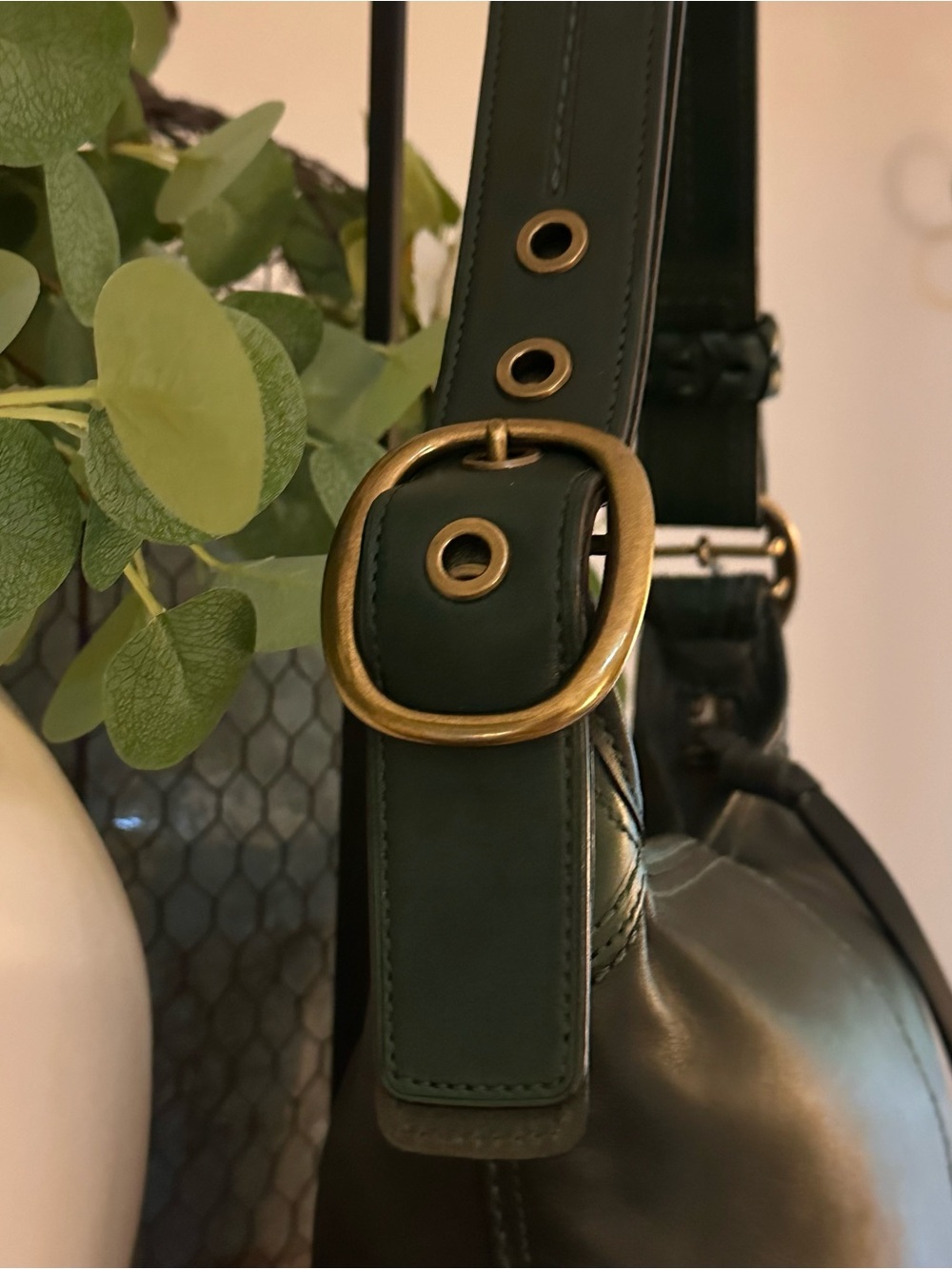Vintage 2007 Coach Bleecker Tattersall Duffle Bucket Bag | Bottle Green - Picture 10 of 16